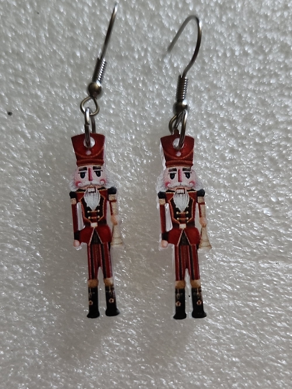 Hand Crafted Red and Black Nutcracker Soldier Earrings
